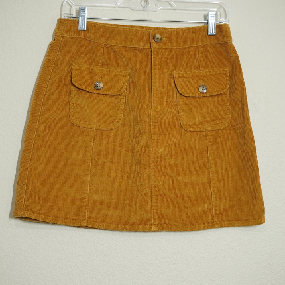 J. Crew Women's Size 4 Mustard Golden Corduroy A Line Mini Skirt Fall Casual